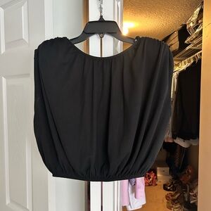 Zara Black Blouse with Gathered Hem